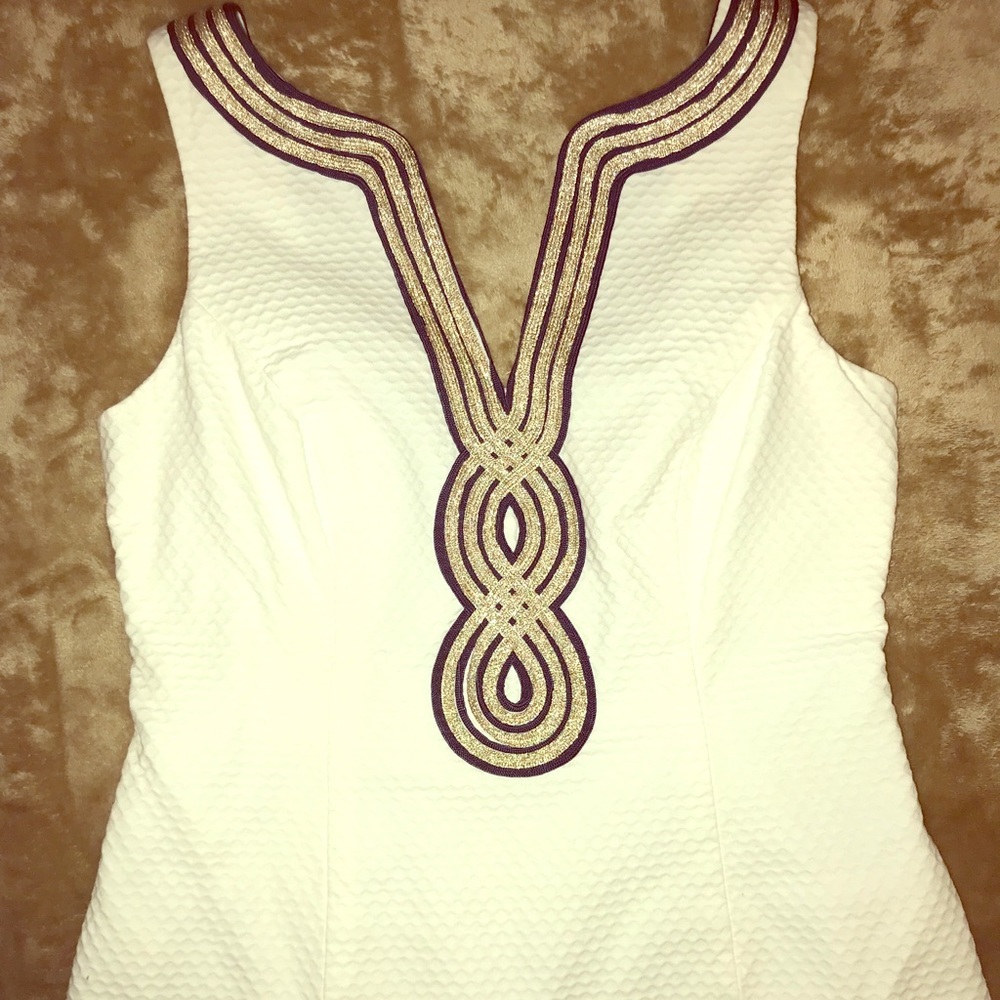 Lily Pulitzer sleeveless pique top with navy/ gold